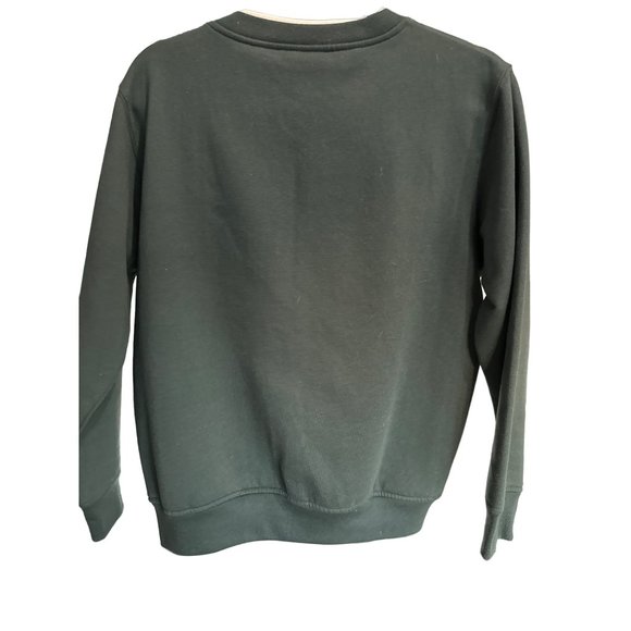 VTG Hastings & Smith size Petite M green fleece lined button appliqué cardigan - Picture 4 of 7